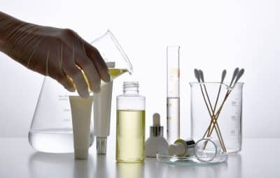 collection of labware and skincare