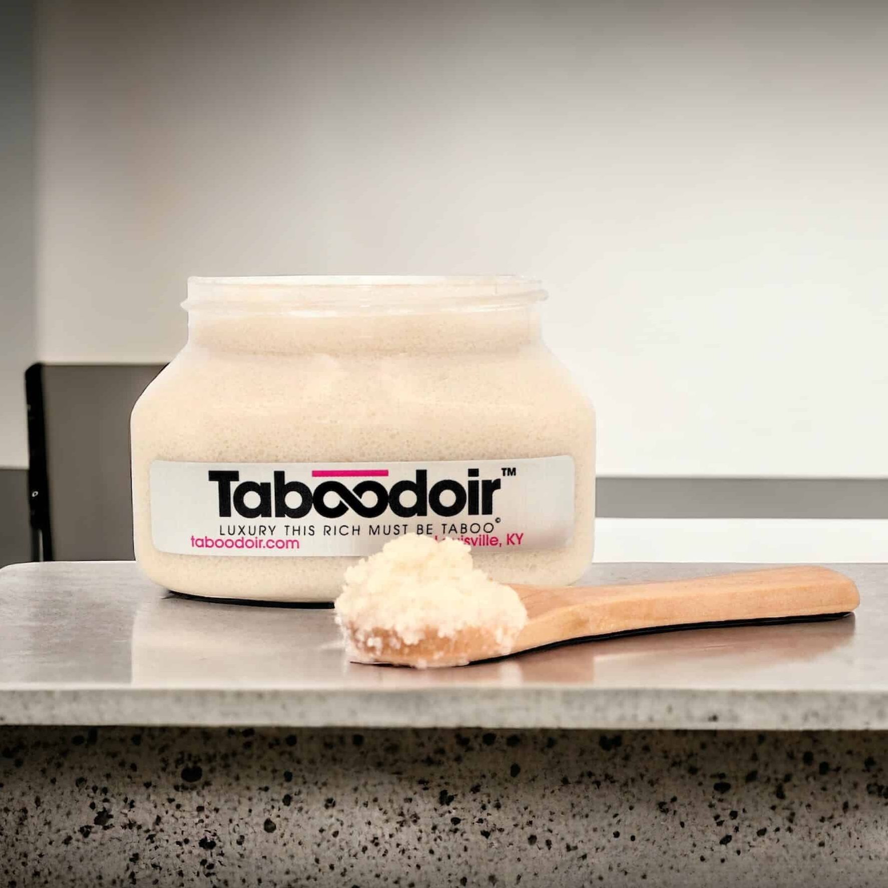 open jar of Taboodoir Moisturizing Butter Scrub
