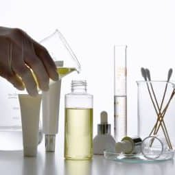 collection of labware and skincare