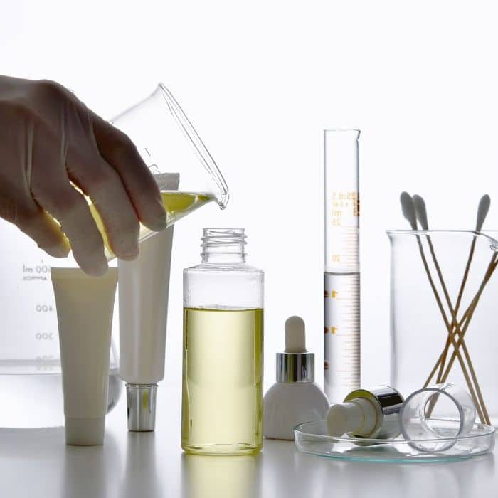 collection of labware and skincare